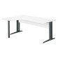 Bureau compact blanc L 180 cm retour à gauche piètement L métal Essens