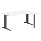 Bureau compact blanc L 160 cm retour à droite piètement L métal Plus Essens