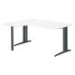 Bureau compact blanc retour à gauche L 160 cm piètement L métal Plus Essens