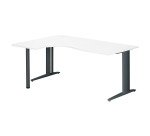 Bureau compact blanc L 180 cm retour à droite piètement L métal Plus Essens