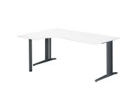 Bureau compact blanc L 180 cm retour à droite piètement L métal Plus Essens