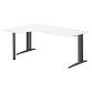 Bureau compact blanc L 180 cm retour à droite piètement L métal Plus Essens