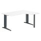 Bureau compact blanc retour à droite réglable en hauteur L 160 cm piètement L métal Plus Essens