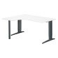 Bureau compact blanc retour à droite réglable en hauteur L 160 cm piètement métal Plus Essens