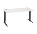 Bureau droit blanc réglable L 160 cm piètement "L" métal Essens