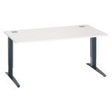 Bureau droit blanc réglable L 160 cm piètement "L" métal Essens