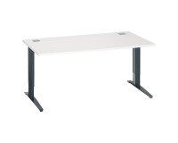 Bureau droit blanc réglable L 160 cm piètement "L" métal Essens