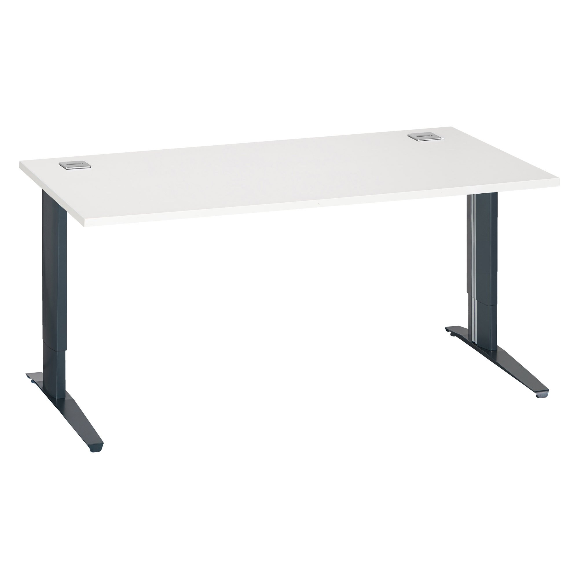 Bureau droit blanc réglable L 160 cm piètement "L" métal Essens