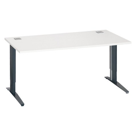 Bureau droit blanc réglable L 160 cm piètement "L" métal Essens