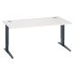 Bureau droit blanc réglable L 160 cm piètement "L" métal Essens