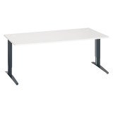 Bureau droit blanc réglable L 180 cm piètement "L" métal Essens