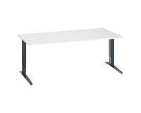 Bureau droit blanc réglable L 180 cm piètement "L" métal Essens