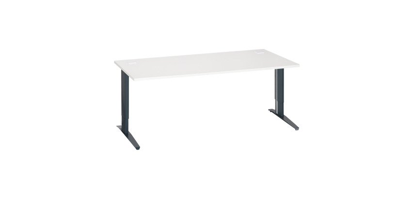 Bureau droit blanc réglable L 180 cm piètement "L" métal Essens