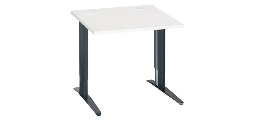 Bureau droit blanc réglable L 80 cm piètement "L" métal Essens
