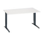 Bureau droit blanc réglable L 140 cm piètement "L" métal Essens