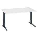 Bureau droit blanc réglable L 140 cm piètement "L" métal Essens