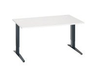 Bureau droit blanc réglable L 140 cm piètement "L" métal Essens