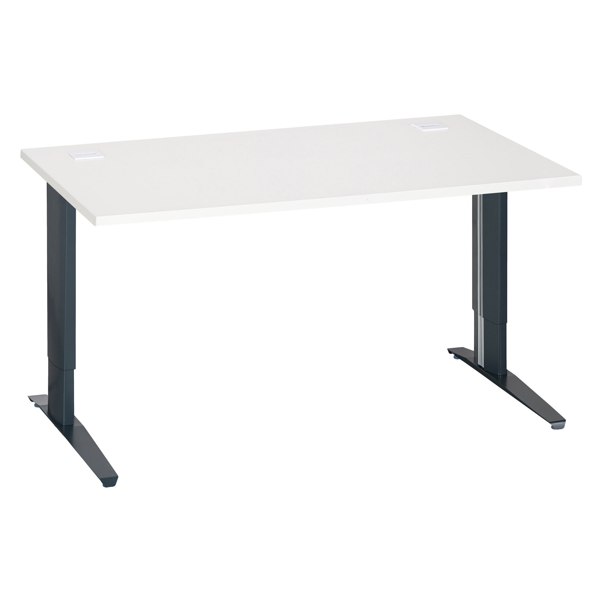 Bureau droit blanc réglable L 140 cm piètement "L" métal Essens