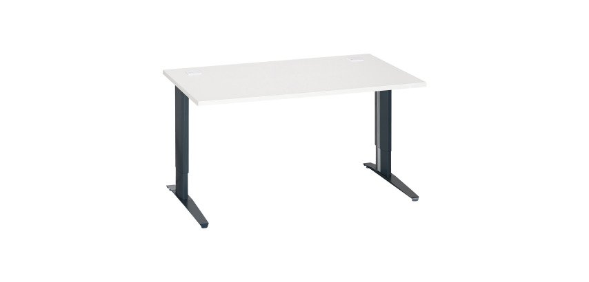 Bureau droit blanc réglable L 140 cm piètement "L" métal Essens