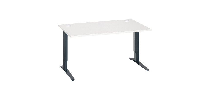 Bureau droit blanc réglable L 140 cm piètement "L" métal Essens