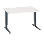 Bureau droit blanc réglable L 120 cm piètement "L" métal Essens
