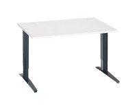 Bureau droit blanc réglable L 120 cm piètement "L" métal Essens