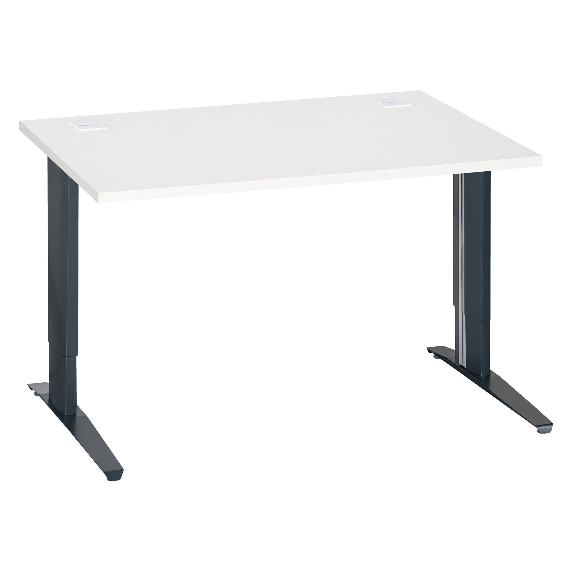 Bureau droit blanc réglable L 120 cm piètement "L" métal Essens
