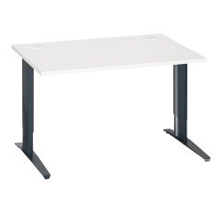 Bureau droit blanc réglable L 120 cm piètement "L" métal Essens
