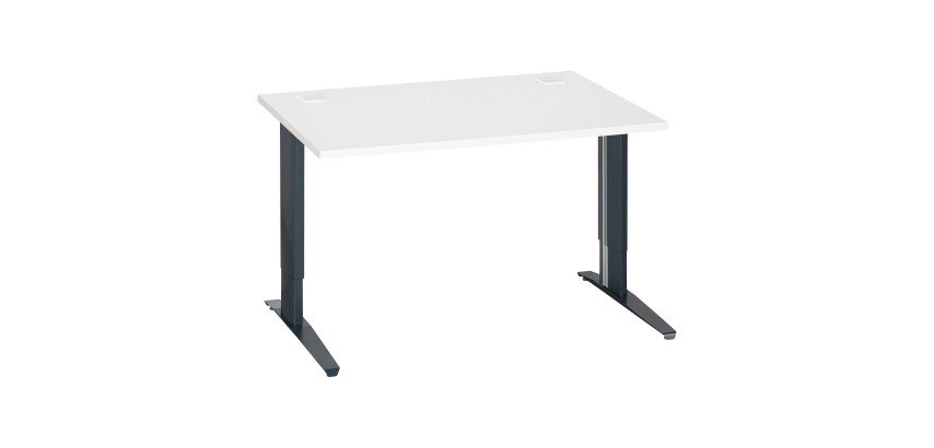 Bureau droit blanc réglable L 120 cm piètement "L" métal Essens