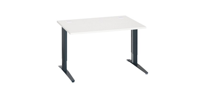Bureau droit blanc réglable L 120 cm piètement "L" métal Essens