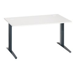 Bureau droit blanc L 140 cm piètement métal Plus Essens