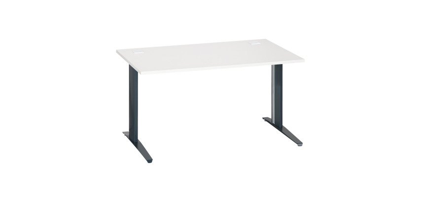 Bureau droit blanc L 140 cm piètement métal Plus Essens