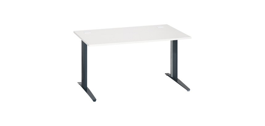 Bureau droit blanc L 140 cm piètement métal Plus Essens