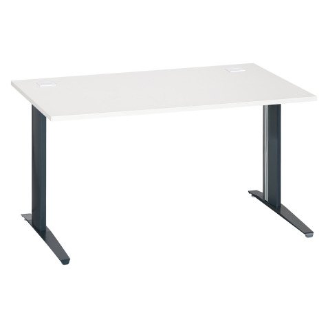 Bureau droit blanc L 140 cm piètement métal Plus Essens