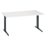 Bureau droit blanc L 160 cm piètement métal Plus Essens