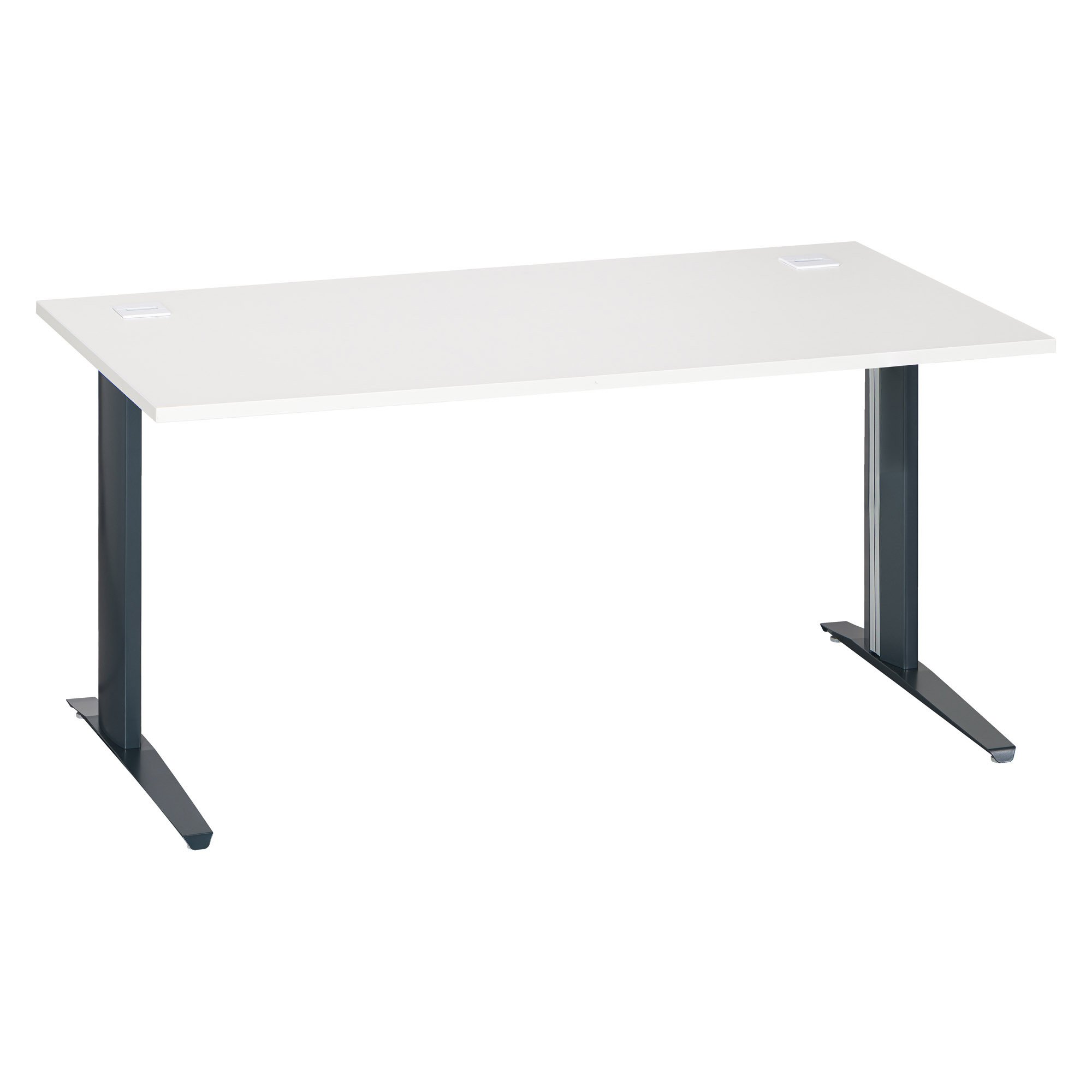 Bureau droit blanc L 160 cm piètement métal Plus Essens