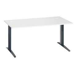 Bureau droit blanc L 160 cm piètement métal Plus Essens