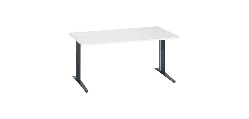 Bureau droit blanc L 160 cm piètement métal Plus Essens