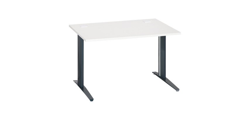Bureau droit blanc L 120 cm piètement métal Plus Essens