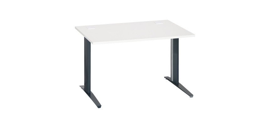Bureau droit blanc L 120 cm piètement métal Plus Essens