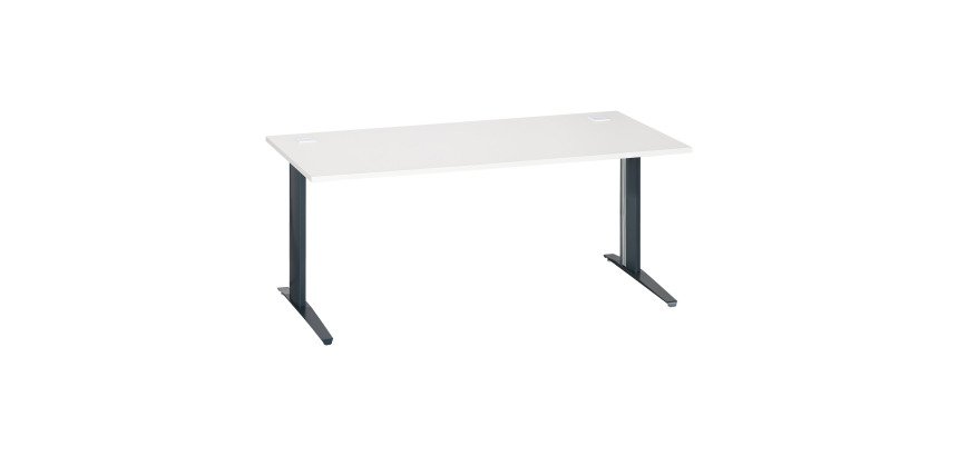 Bureau droit blanc L 180 cm piètement "L" métal Essens