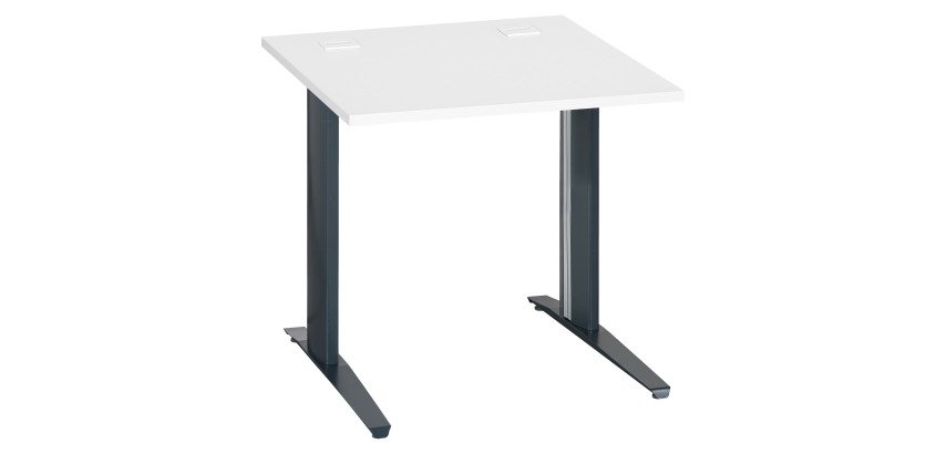 Bureau droit blanc L 80 cm piètement "L" métal Essens