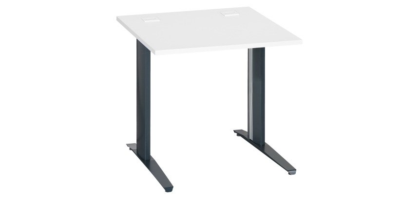 Bureau droit blanc L 80 cm piètement "L" métal Essens