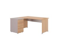 Set scrivania compact 160 cm  a sinistra ontano + cassettiera 3 cassetti Quarta Plus