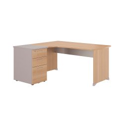 Set scrivania compact 160 cm  a sinistra ontano + cassettiera 3 cassetti Quarta Plus