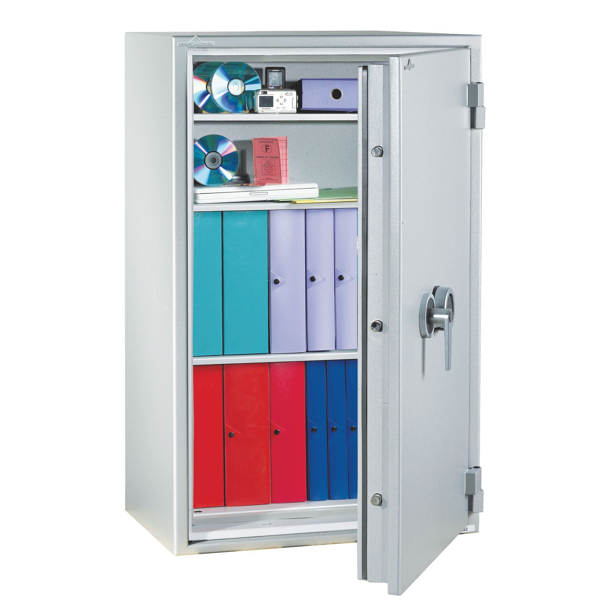 Coffre-fort Ignifuge 45 L Avec Porte-documents - Sécurité Numérique, 2 Clés, Étagère Amovible, Alarme, Pour Classeurs A4, Bijoux, Argent