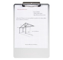 Clipboard, brushed aluminium, 23 x 35 cm, clip with rubber tips