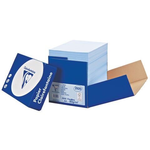 Papel de colores A4 80 g Clairefontaine Trophée azul- Caja de 2500 hojas