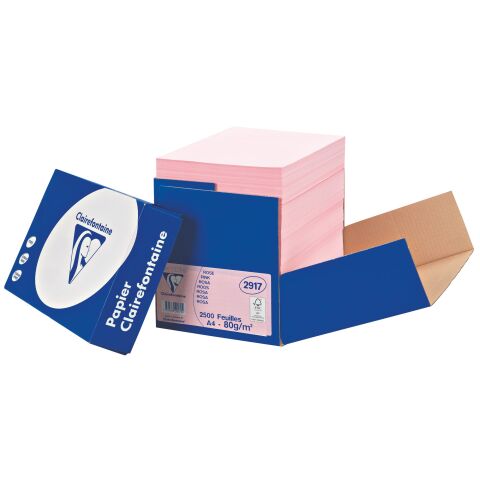Papel de colores A4 80 g Clairefontaine Trophée rosa - Caja de 2500 hojas