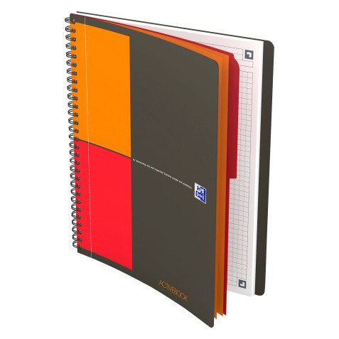 Cahier spirale Oxford International Activebook B5 17,6 x 25 cm - petits carreaux - 160 pages
